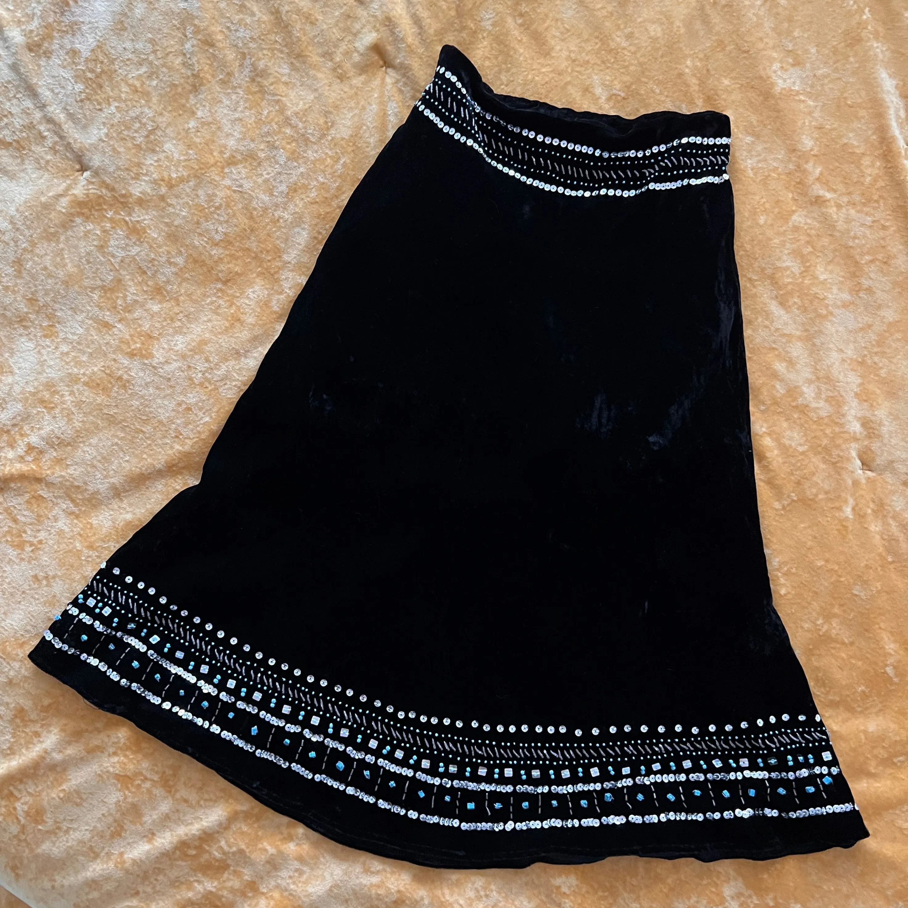 Velvet midi w/ turquoise silver beading
