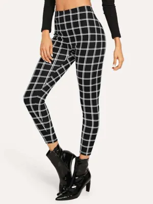 Wide Waist Plaid Leggings