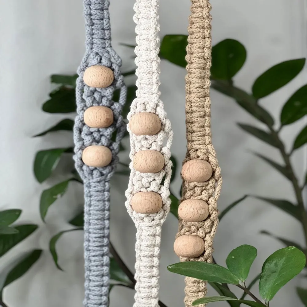Yoga Mat Carrier Straps | Cotton Macrame Thread | Adjustable Length | Grey