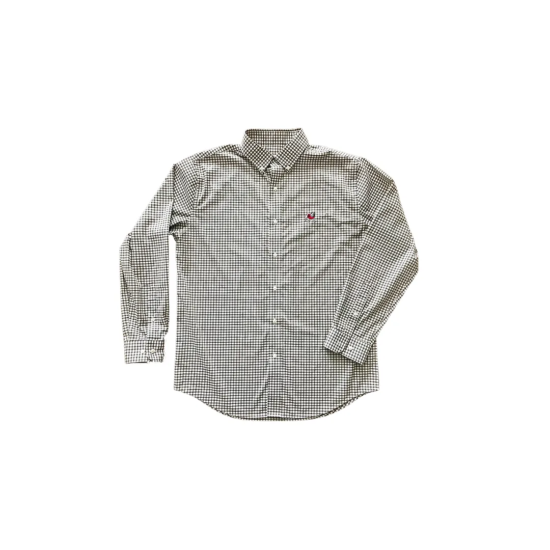 YOUTH Charcoal & White Performance Button Down- Standing Dawg