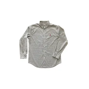 YOUTH Charcoal & White Performance Button Down- Standing Dawg