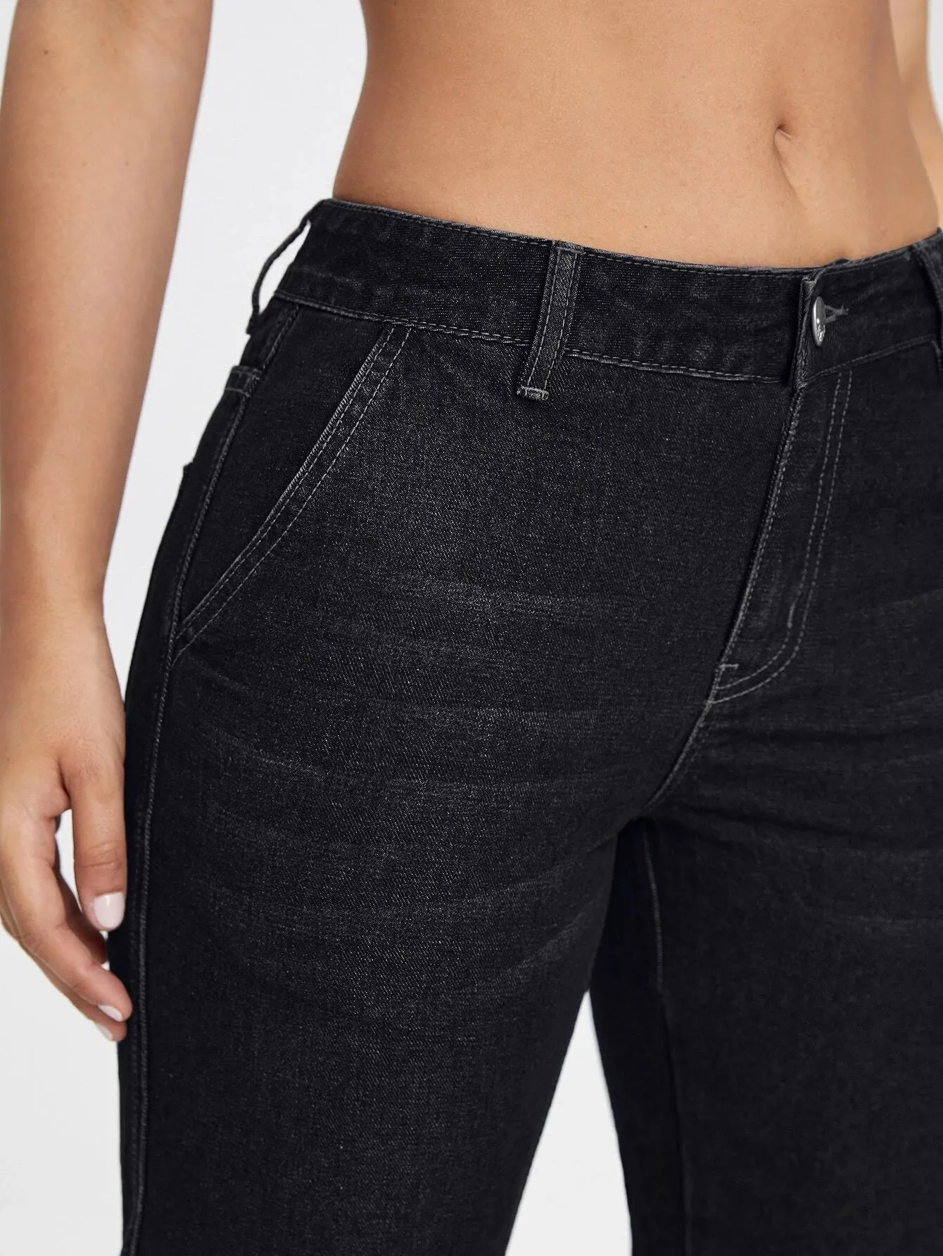 Zipper Fly Flap Pocket Cargo Jeans
